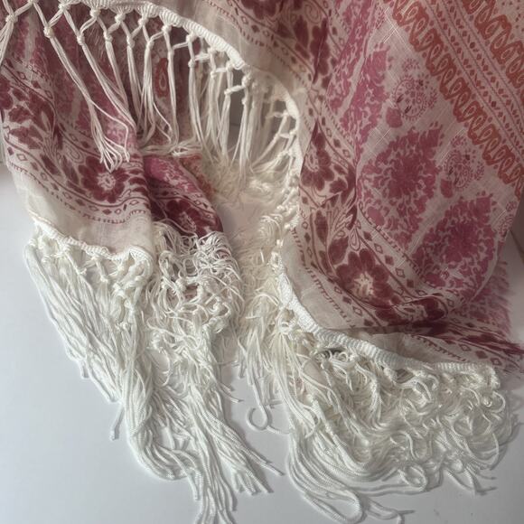 Swim Suit Cover Up Scarf Wrap Woman 1 Size Multicolored Shawl Tassels Bohemian - Picture 3 of 11